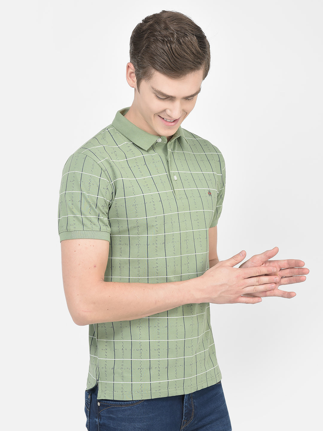  Checked Fern Polo T-Shirt