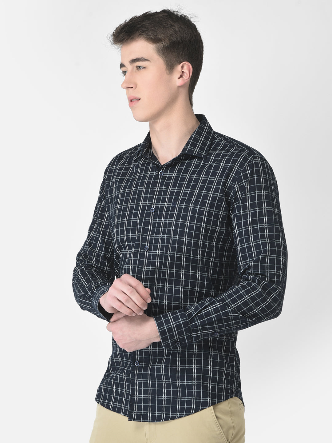  Navy Blue Dot Checked Shirt