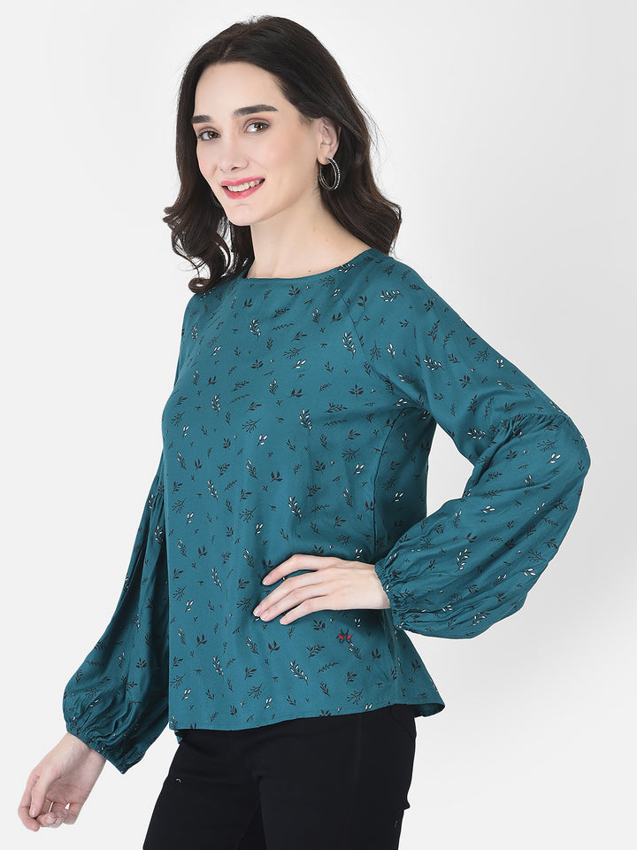 Teal Floral Top - Women Tops