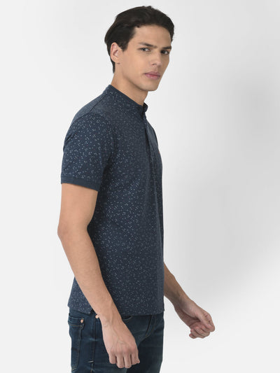 Navy Blue T-Shirt with Abstract Print 