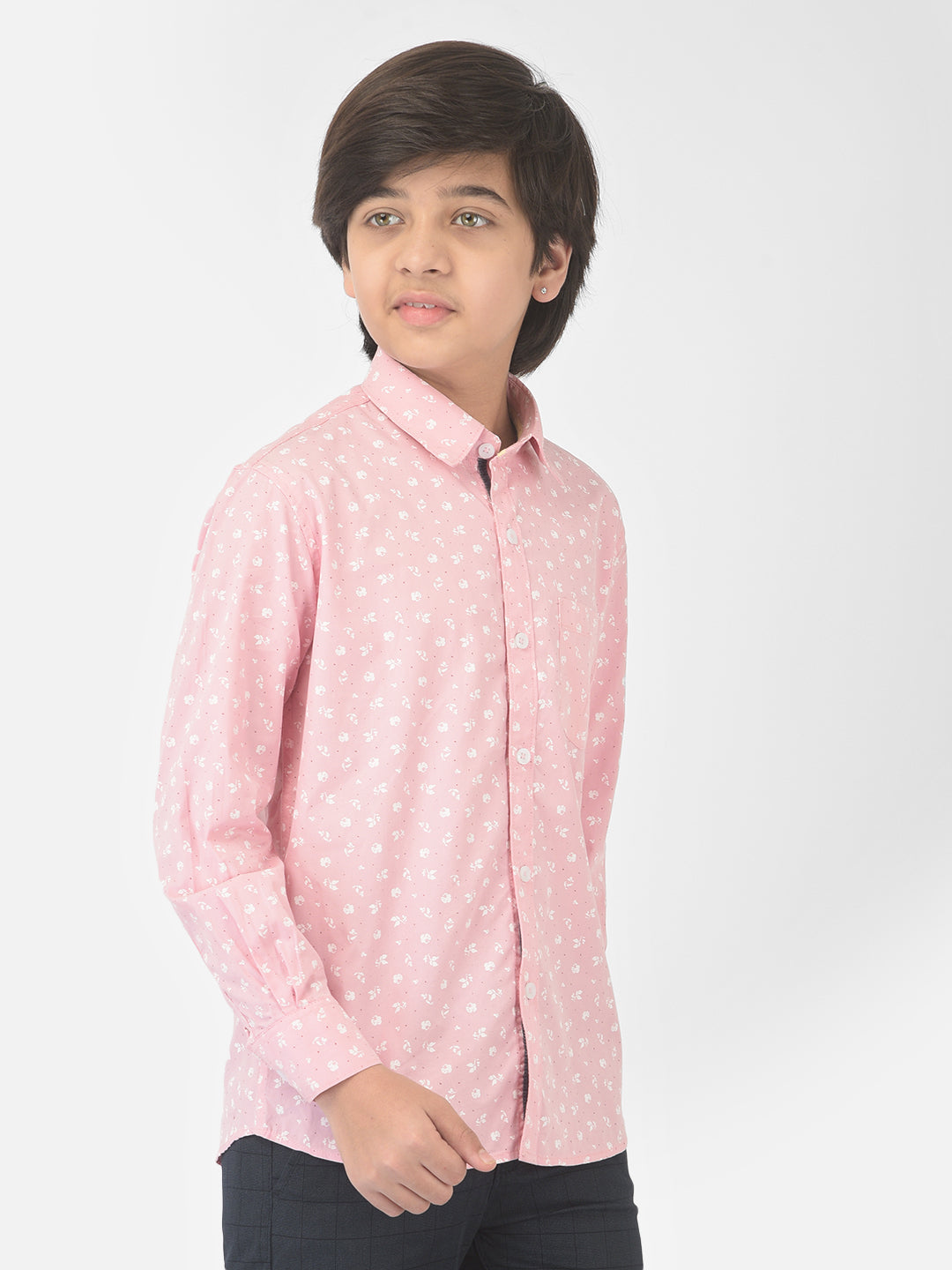 Pink Floral Printed Shirt - Boys Shirts