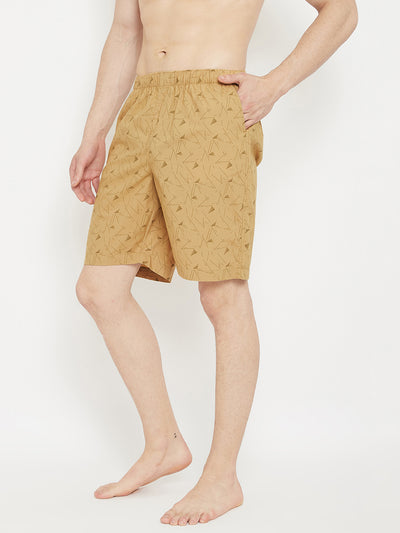 Beige Printed Lounge Shorts - Men Lounge Shorts