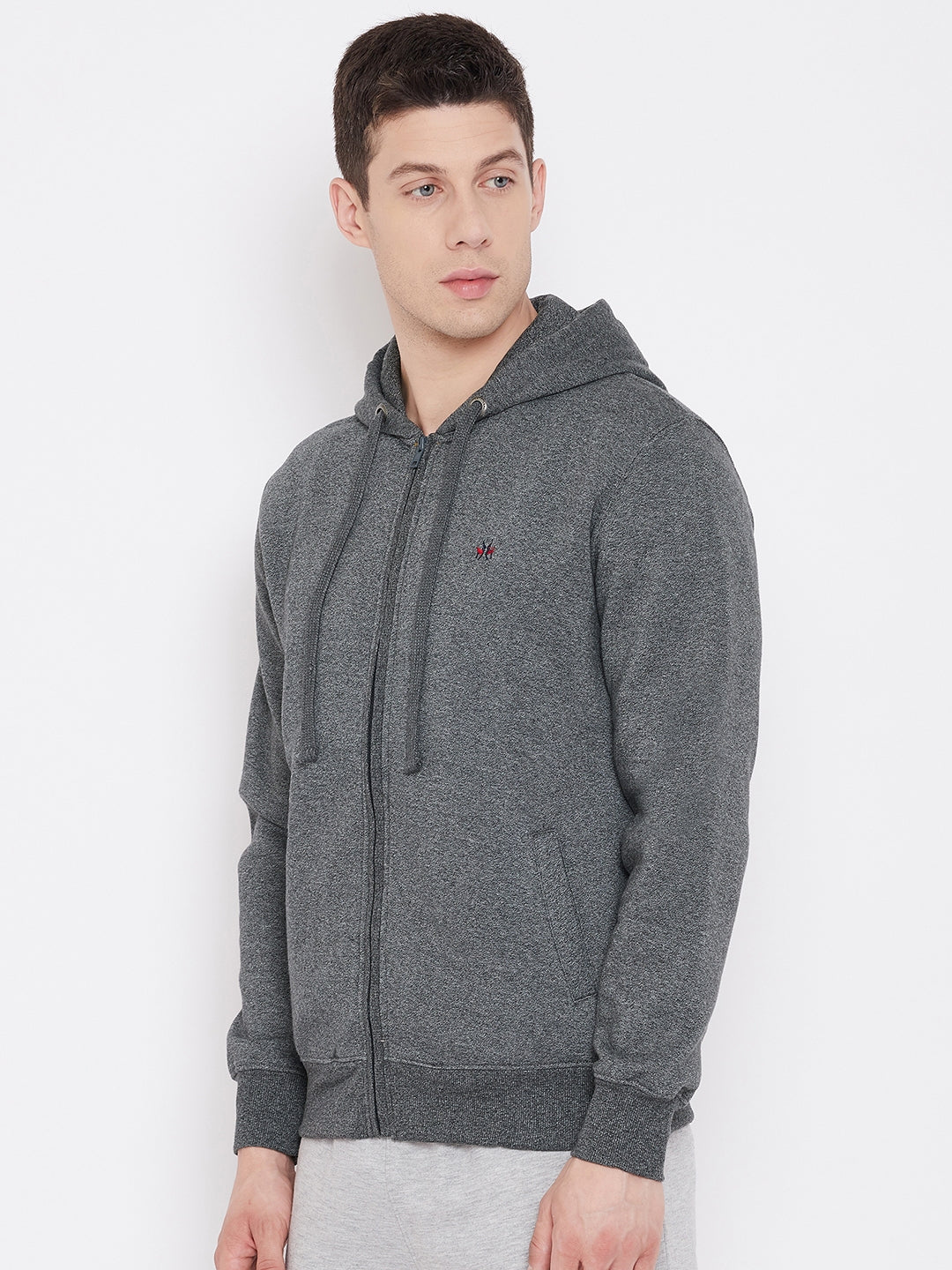 Grey Hooded Sweatshirt - Men Sweatshirts