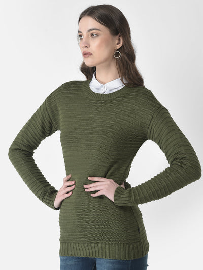  Olive Green Fitted Sweater
