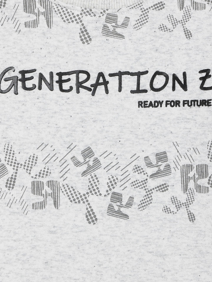 Grey Printed Round Neck Sweatshirt - Boys Sweatshirts