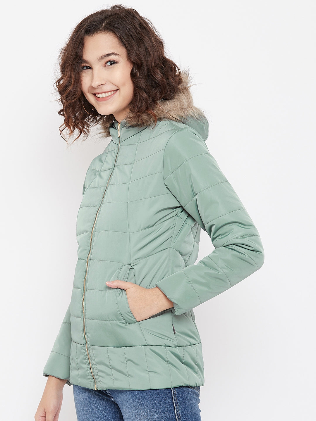 Mint Green Hooded Jacket - Women Jackets