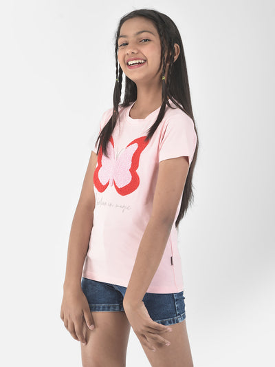  Blush Pink Butterfly T-Shirt