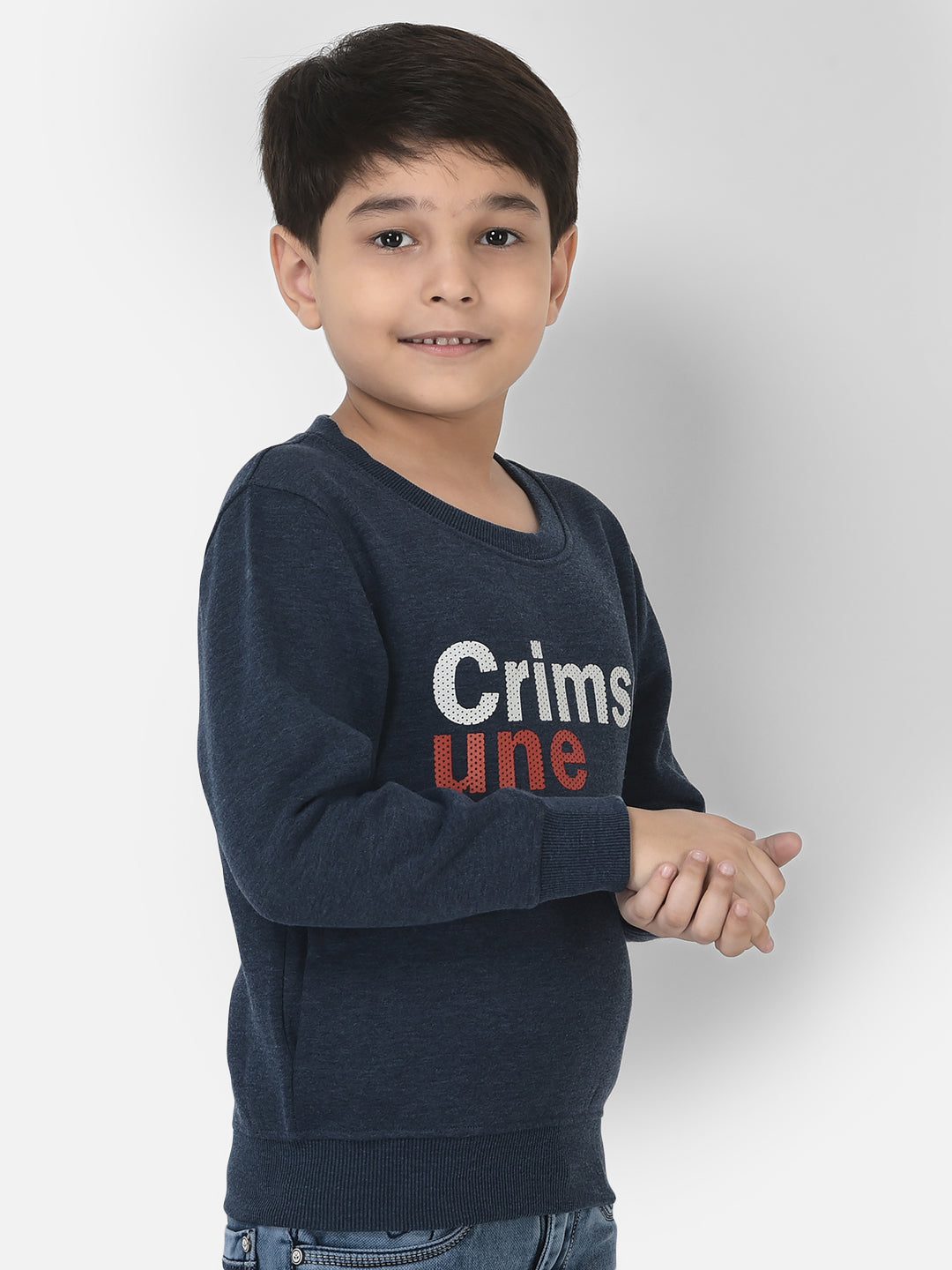 Navy Blue Logo-Block Sweatshirt in Pullover Style 