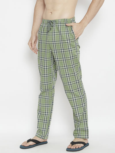Green Checked Smart Fit Lounge Pants - Men Lounge Pants