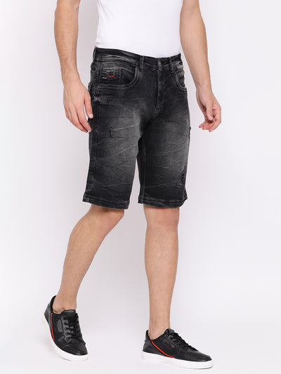 Black Slim Fit Denim shorts - Men Shorts