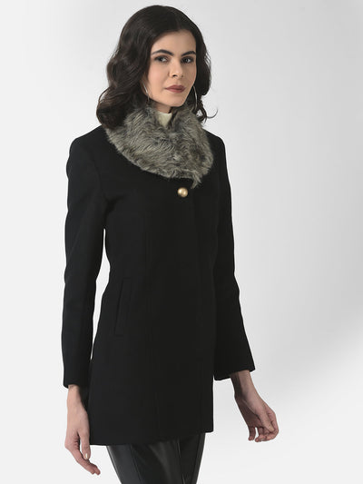  Black Fur-Neck Coat