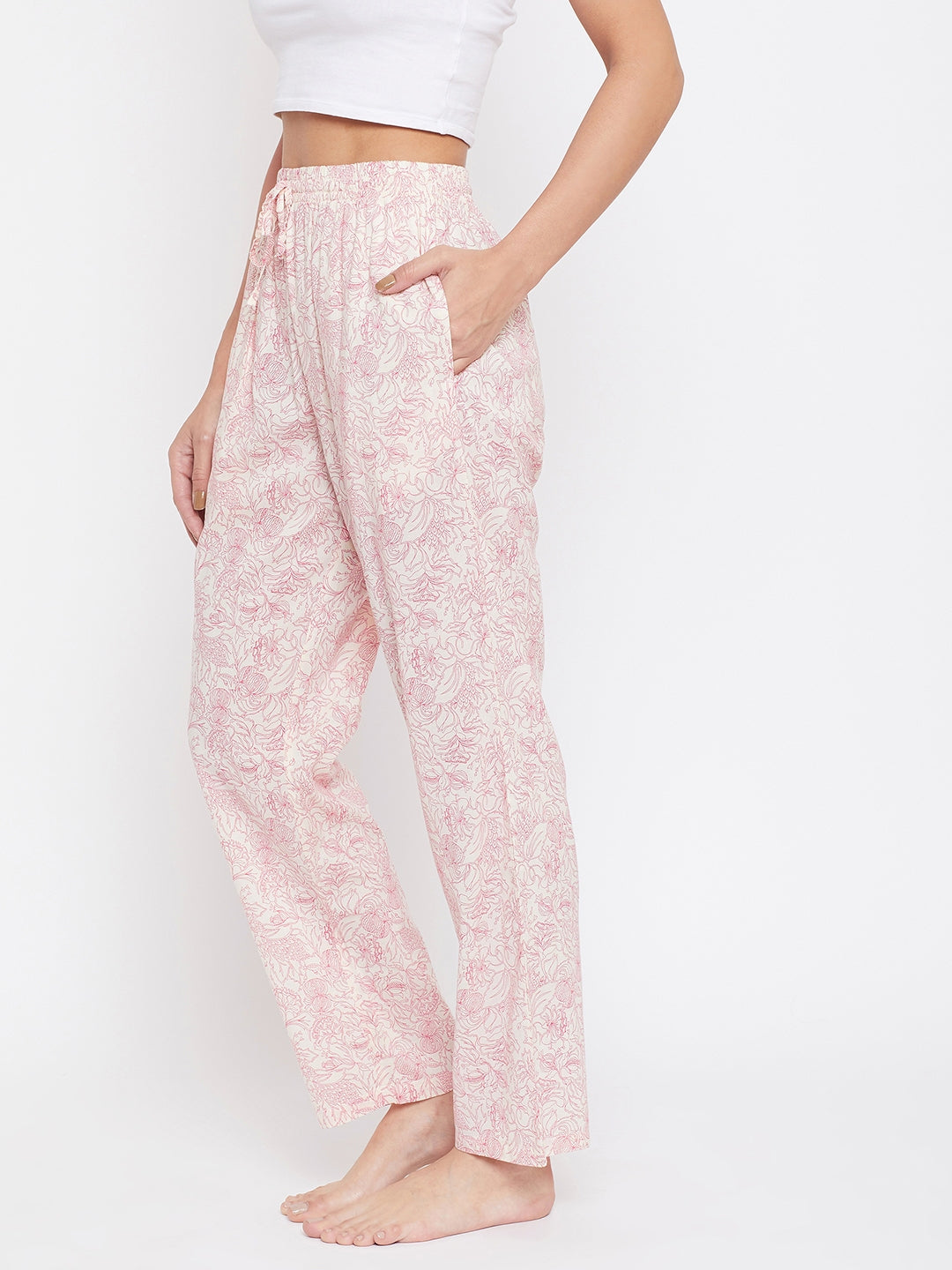 Pink Cotton Lounge Pants - Women Lounge Pants