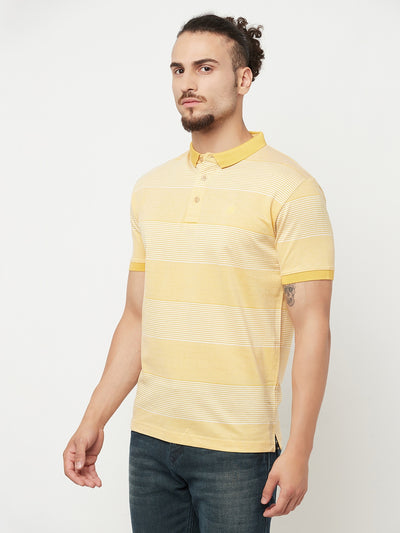 Yellow Striped Polo T-Shirt - Men T-Shirts