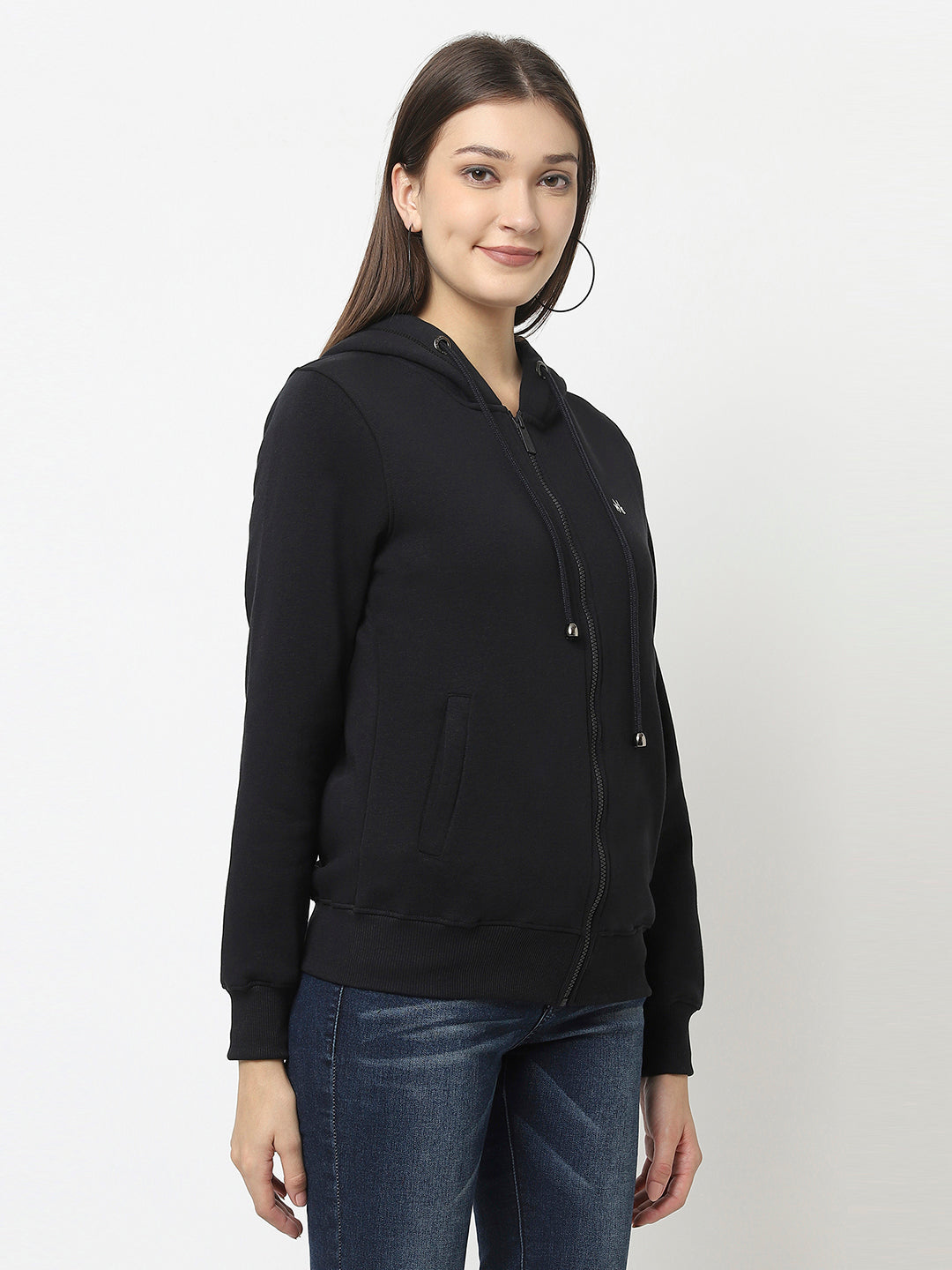 Navy Blue Sweatshirt with Zipper Front