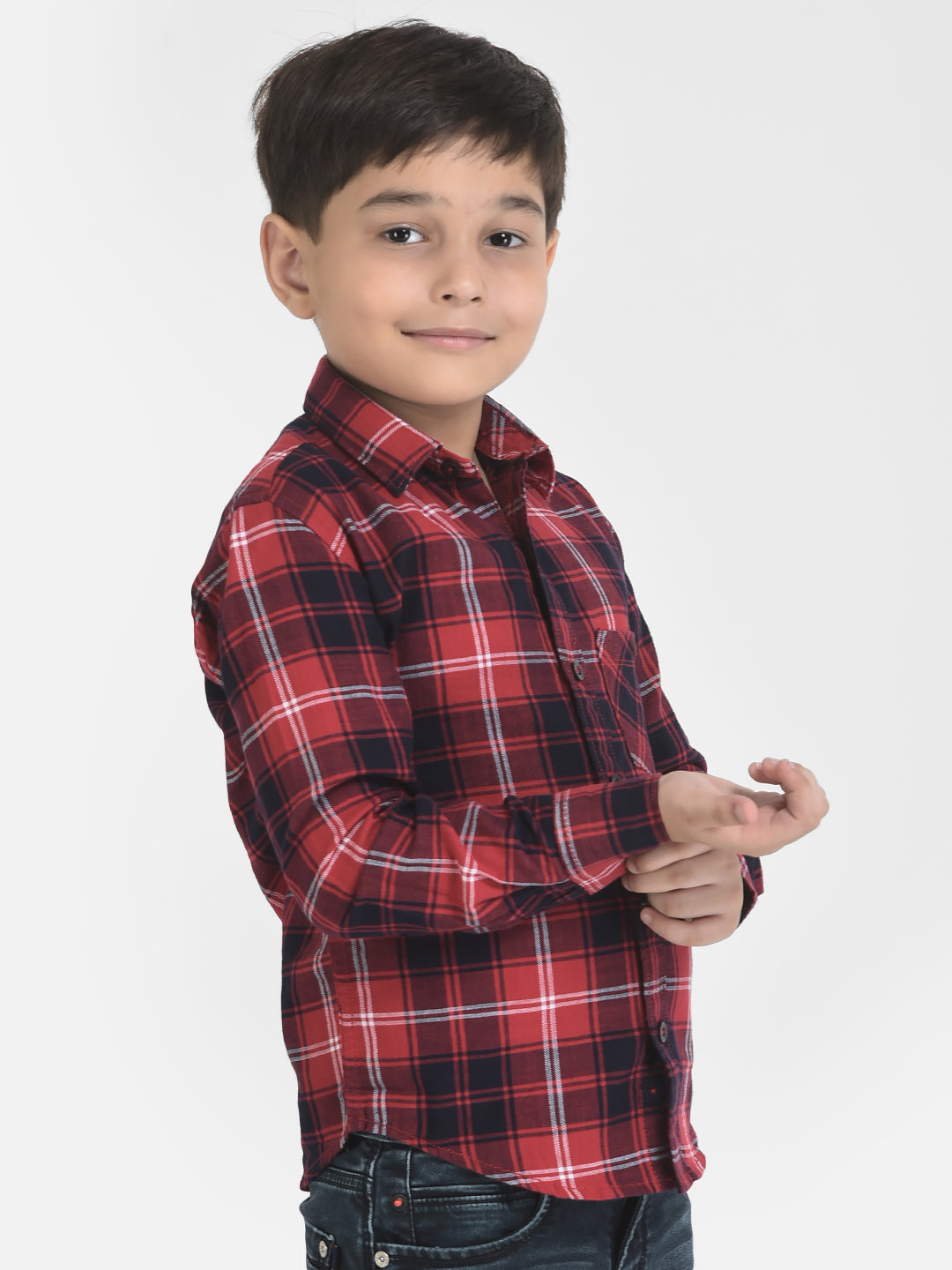 Red Checked Shirt-Boys Shirts-Crimsoune Club