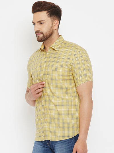 Yellow Checked Casual Shirt - Men Shirts