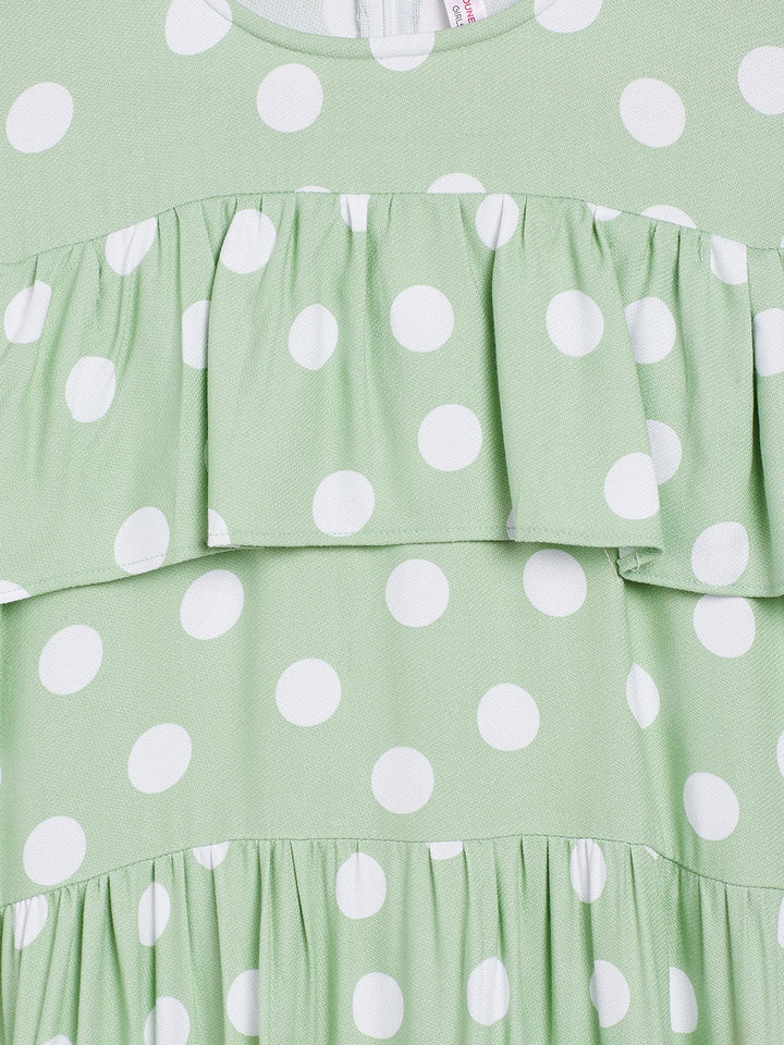 Mint Green Polka Dots Fit and Flare Dress - Girls Dress
