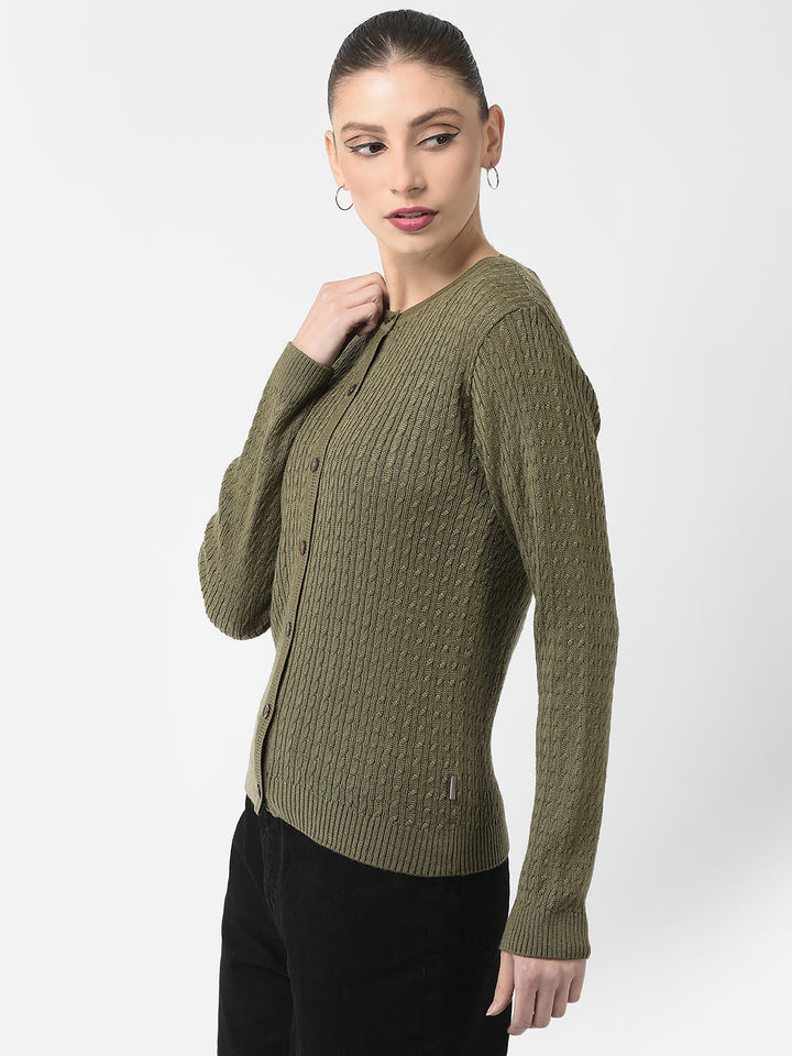  Olive Embroidered Cardigan 