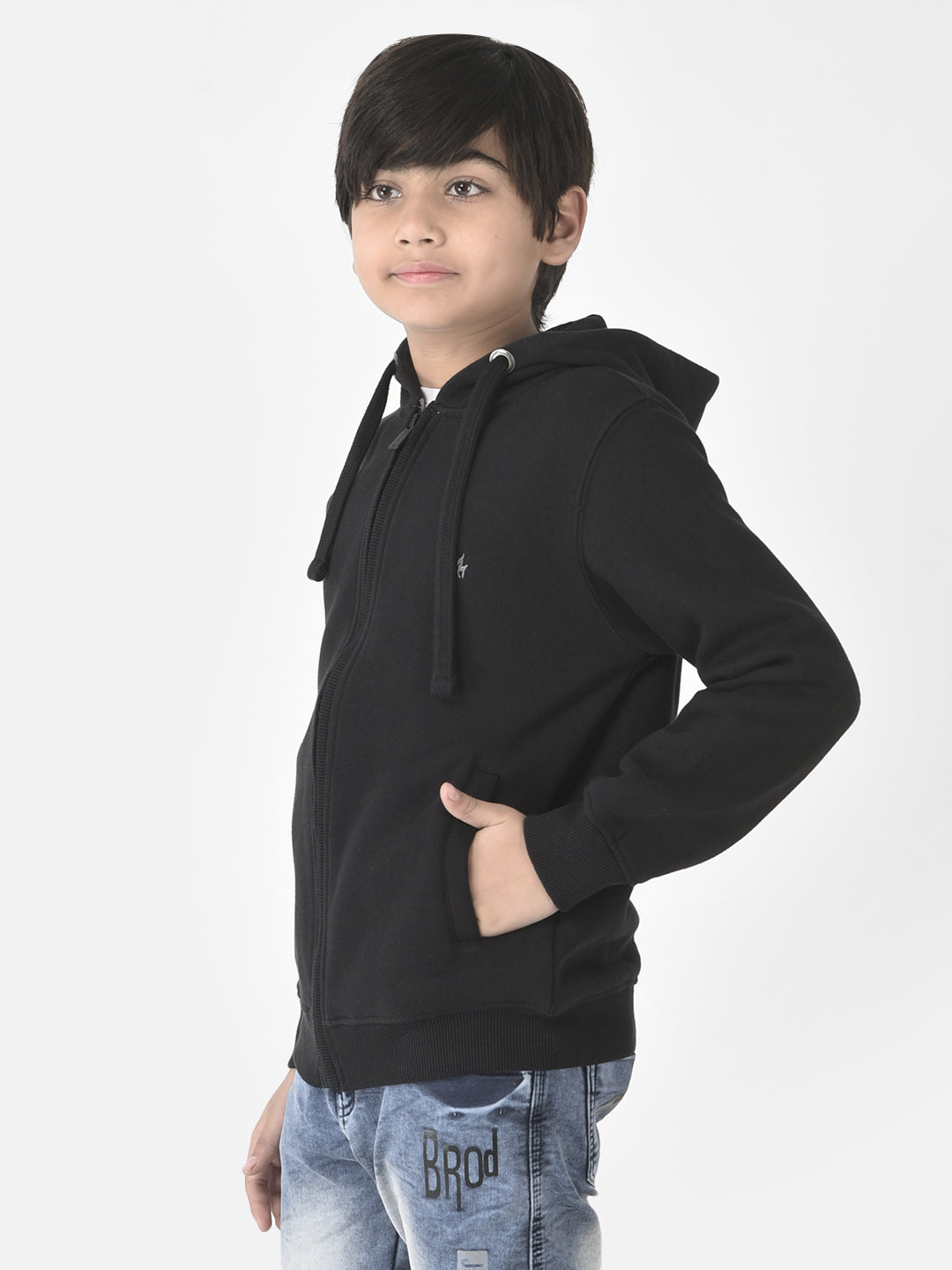  Black Minimalistic Zipper Sweatshirt