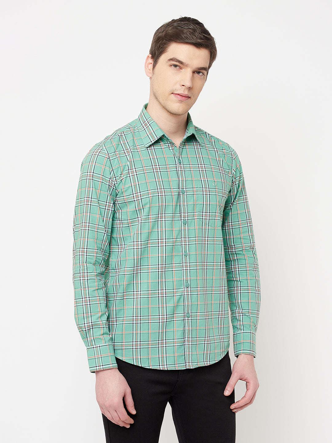 Green Checked Casual Shirt - Men Shirts