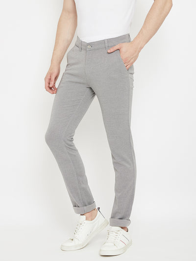 Grey Slim Fit Trousers - Men Trousers