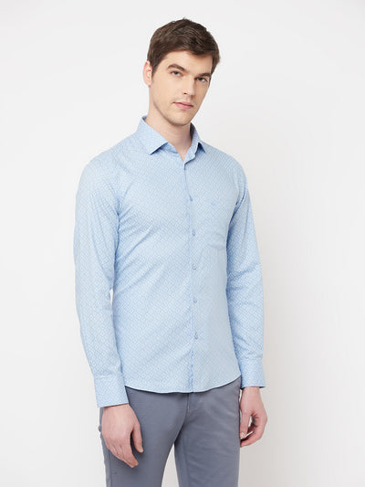 Blue Printed Casual Shirt - Men Shirts