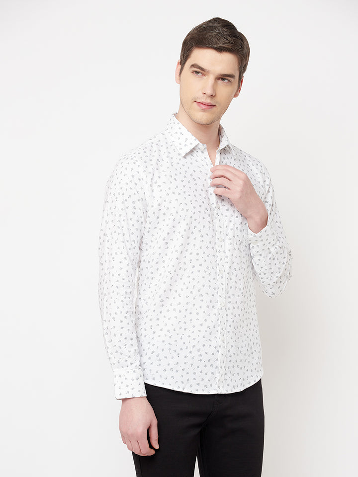 White Floral Shirt - Men Shirts