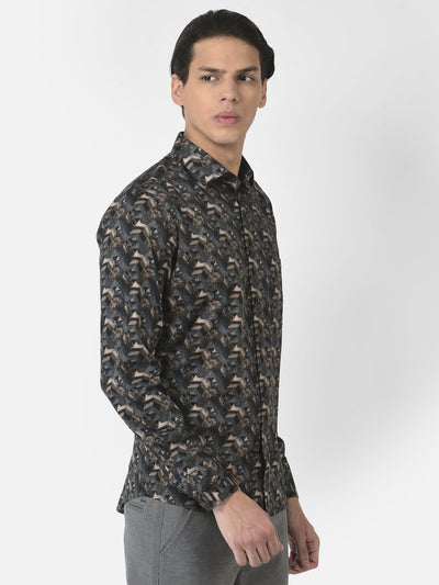 Grey Shirt in Abstract Print 