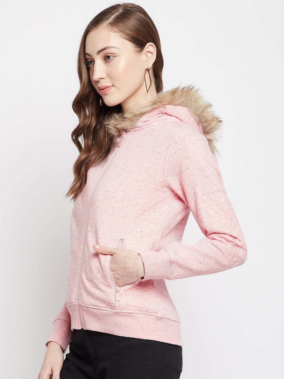 Pink Hooded Sweatshirt - Women Sweatshirts
