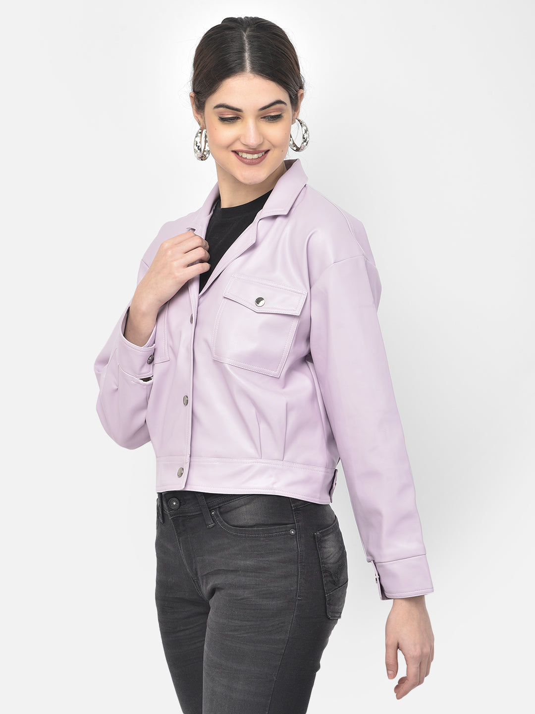 Purple Leather Jacket - Women Jackets