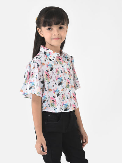 Floral Top with Flared Sleeves