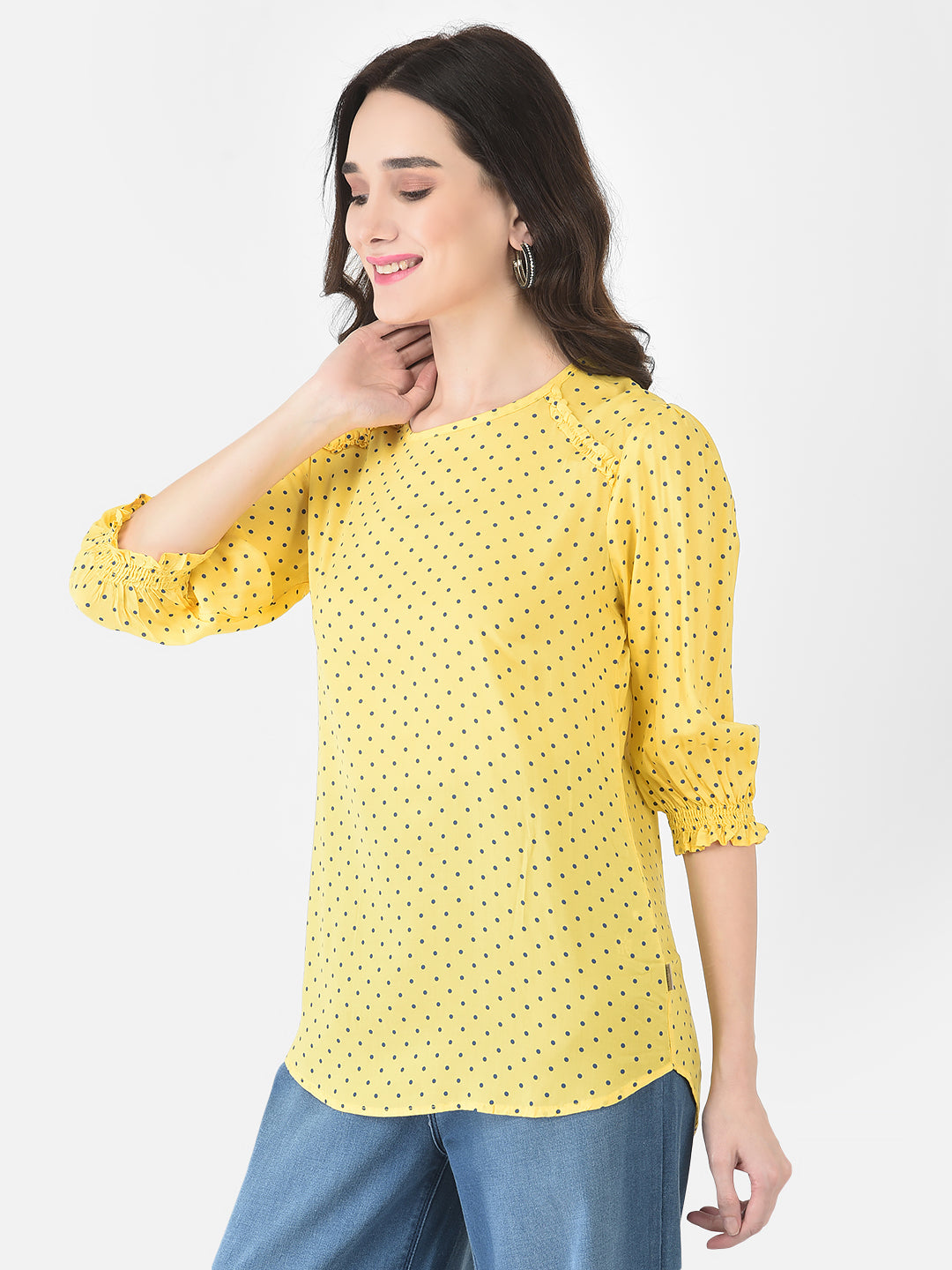Yellow Polka Top - Women Tops