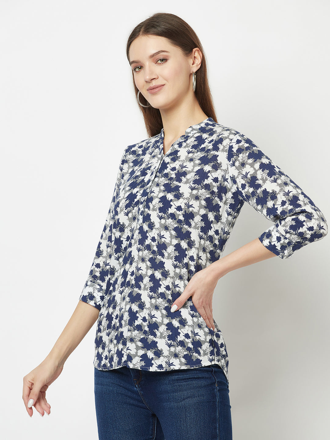  Indigo Abstract Print Top