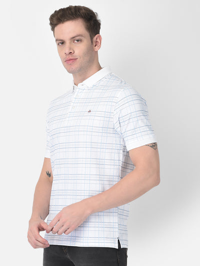 White Checked Polo T-Shirt-Men T-Shirts-Crimsoune Club