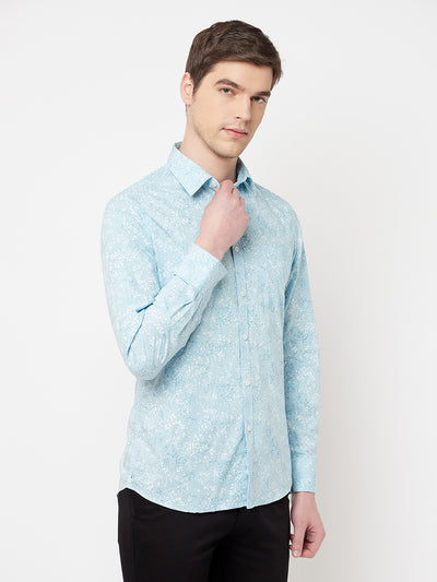 Blue Printed Casual Shirt - Men Shirts
