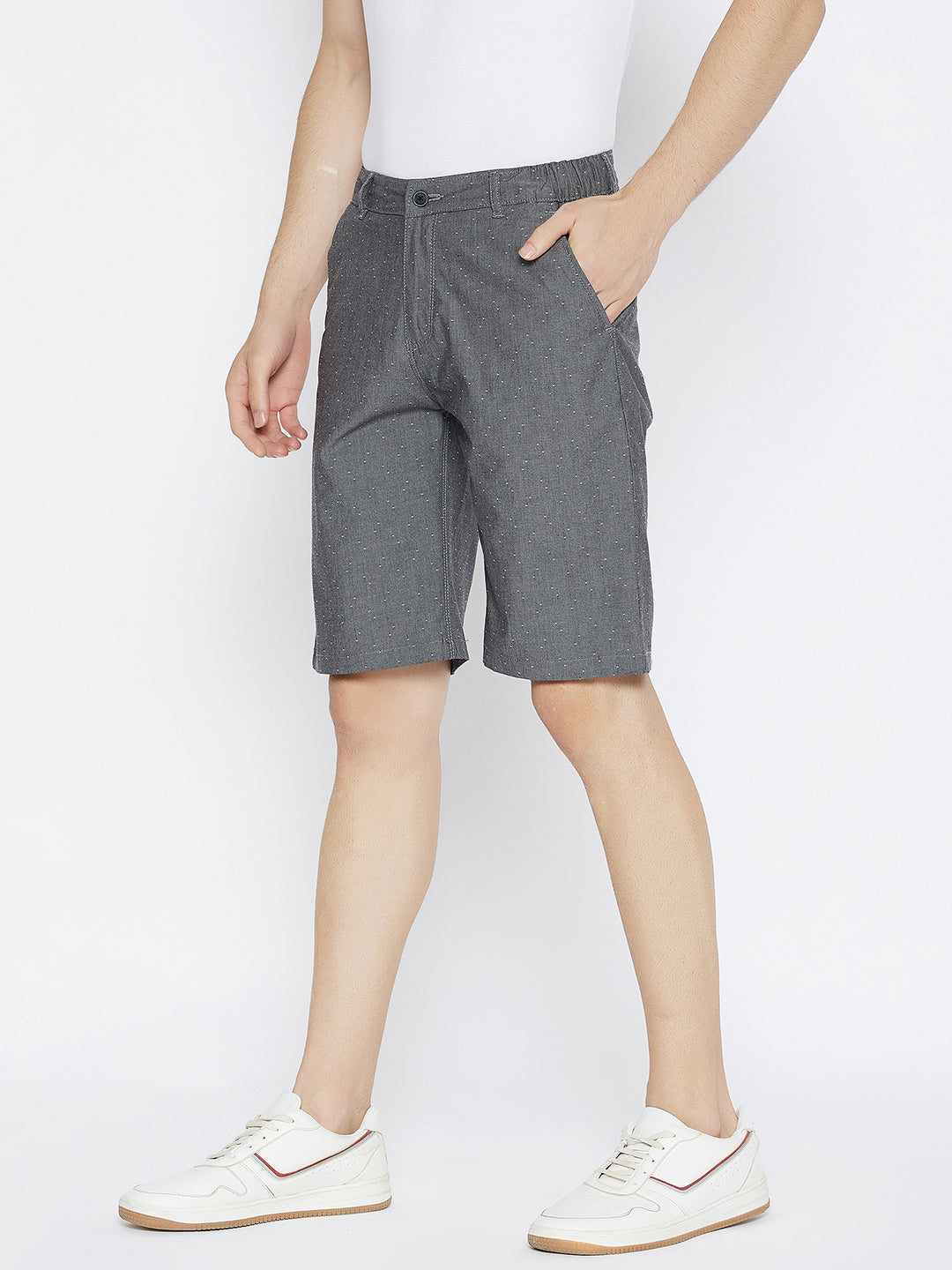 Charcoal Printed Slim Fit Shorts - Men Shorts