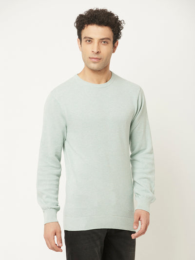 Mint Green Sweater in Pure Cotton-Men Sweaters-Crimsoune Club