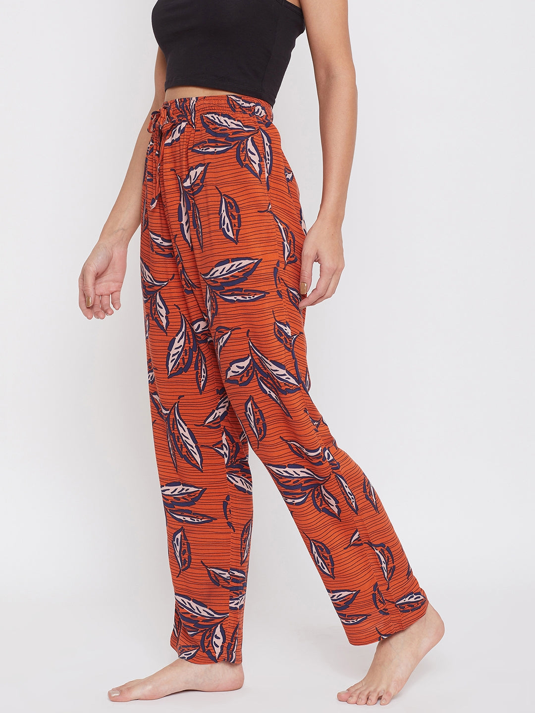 Orange Floral Lounge Pants - Women Lounge Pants
