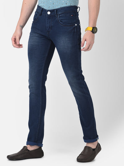 Navy Blue Jeans-Men Jeans-Crimsoune Club