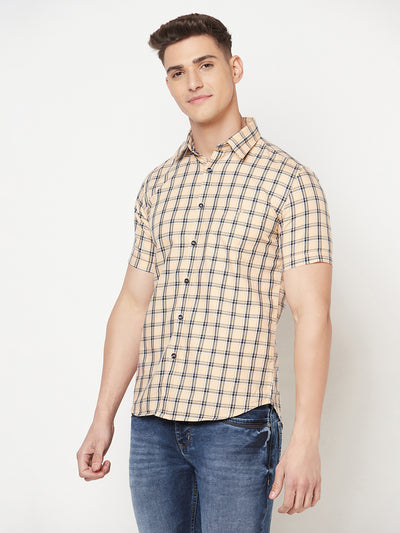 Peach Checked Shirt - Men Shirts