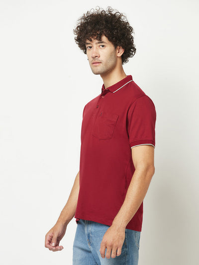  Plain Maroon Polo T-Shirt