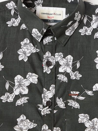 Olive Floral Shirt - Boys Shirts