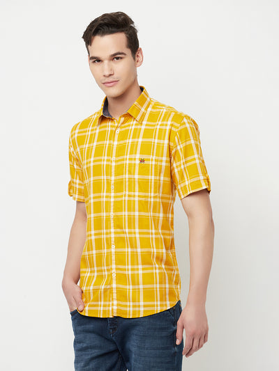 Mustard Checked Shirt - Men Shirts