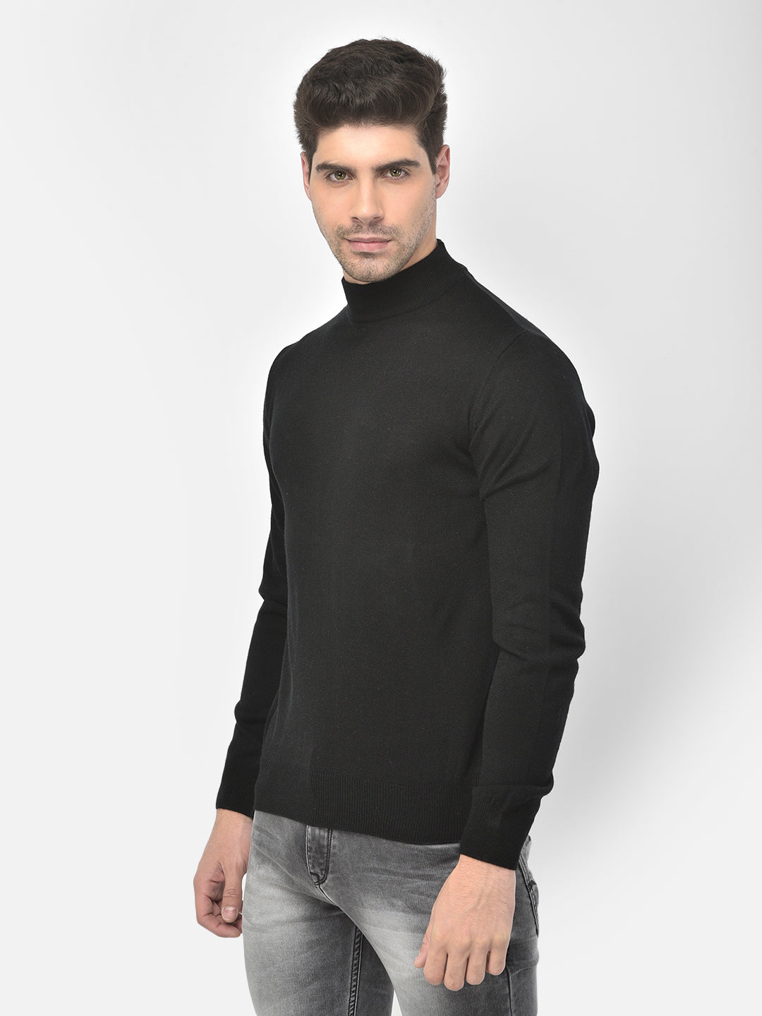Black Mock Neck Sweater - Men Sweaters
