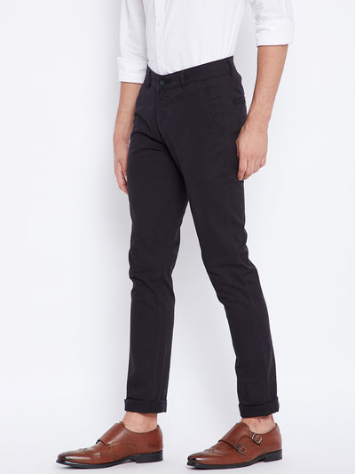 Black Slim Fit Trousers - Men Trousers