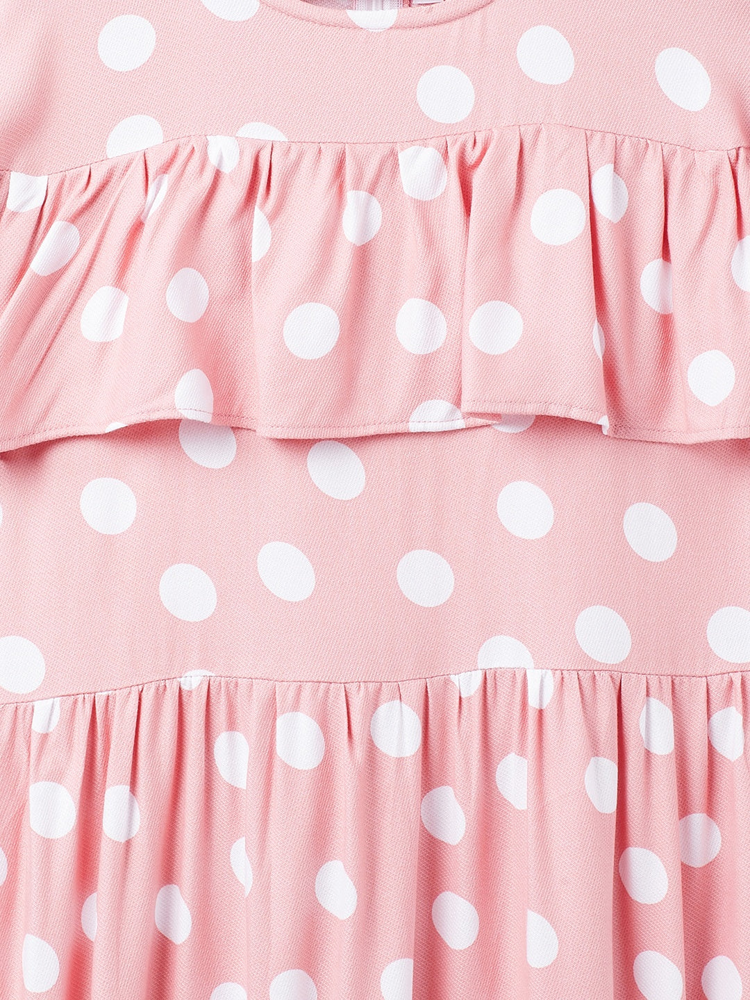 Peach Polka Dots Fit and Flare Dress - Girls Dress
