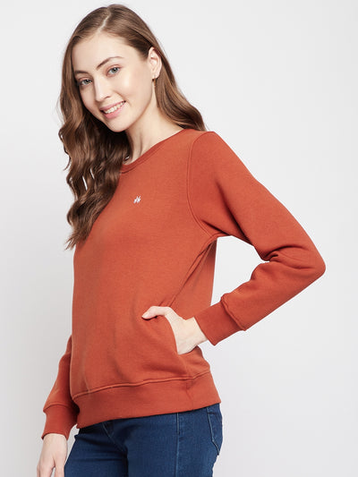 Red Round Neck Sweatshirt - Women Sweatshirts