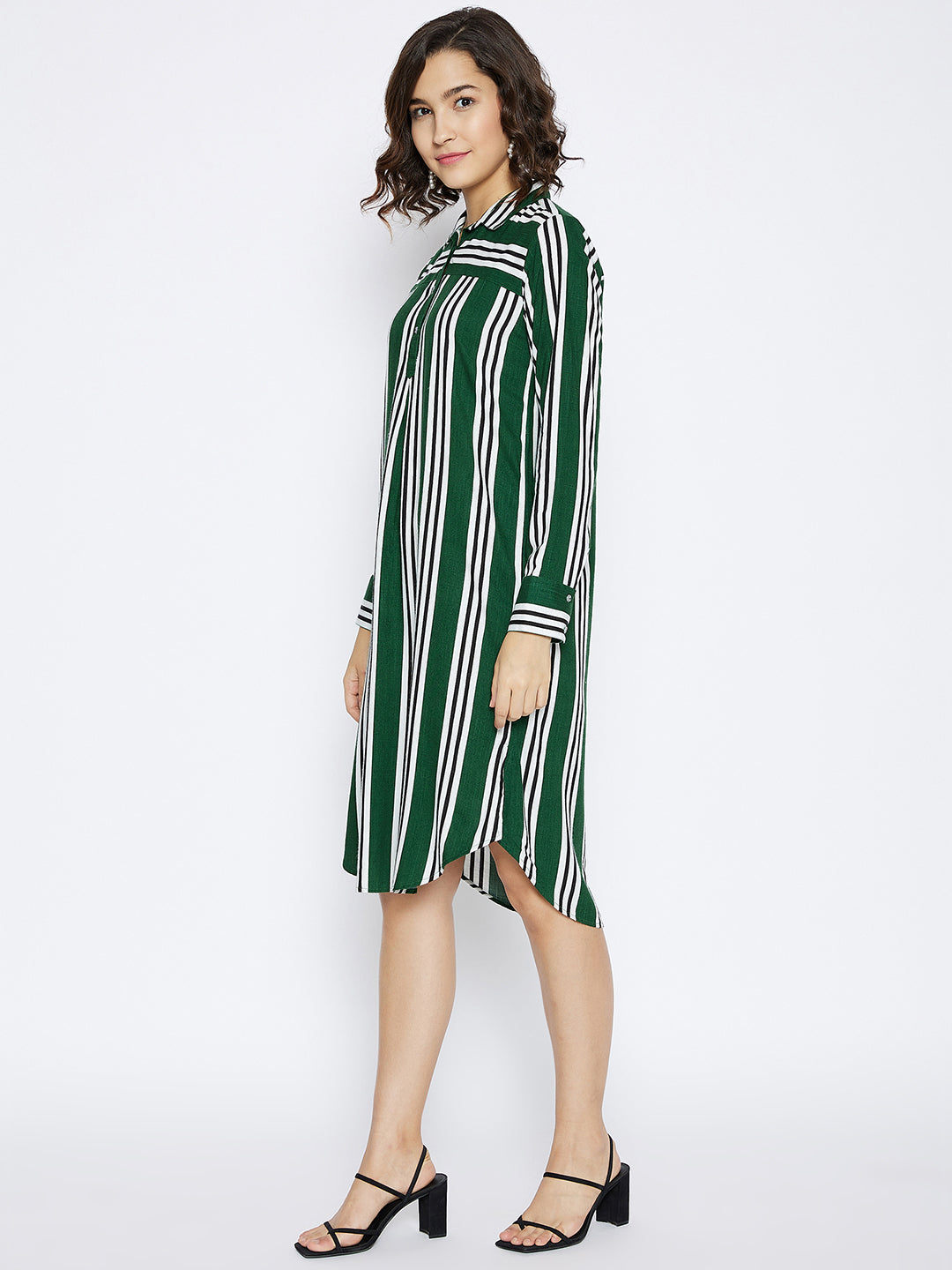 Green Striped shirt Dress - Women Dresses