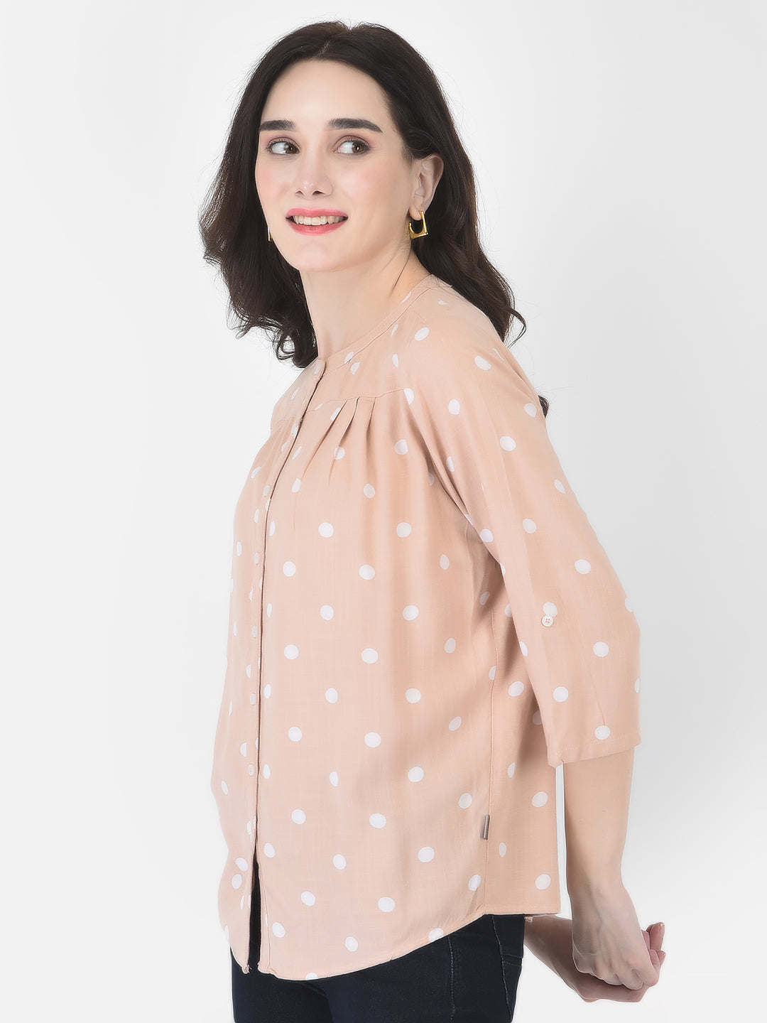 Peach Polka Top - Women Tops