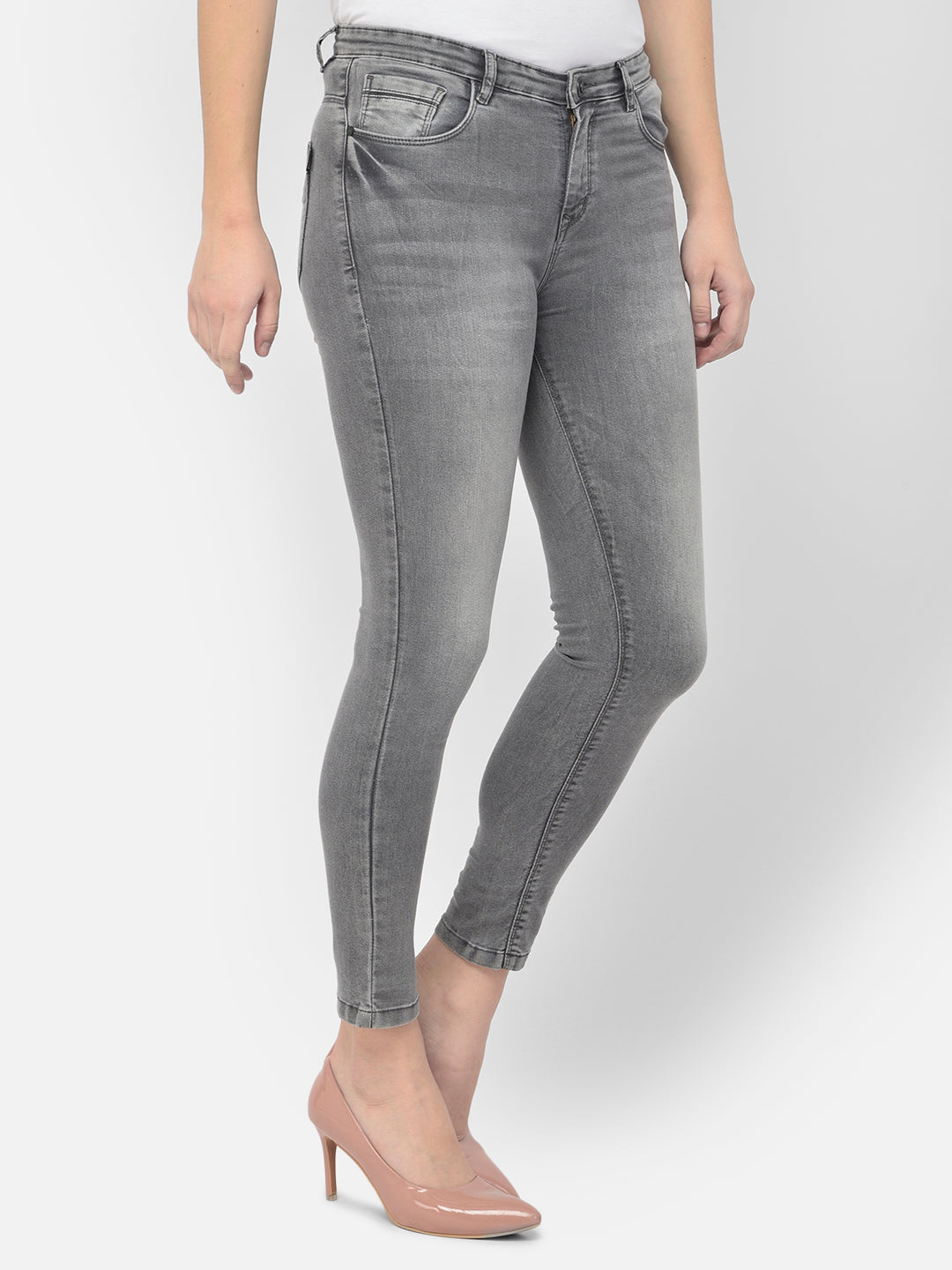 Grey Cropped Jeans - Women Jeans